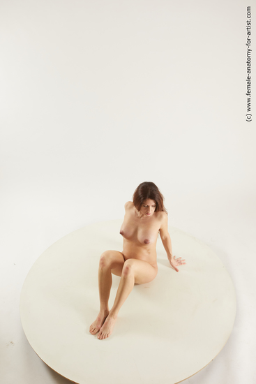 Nude Woman White Sitting poses - ALL Pregnant long brown Sitting poses - simple Multi angle poses Pinup