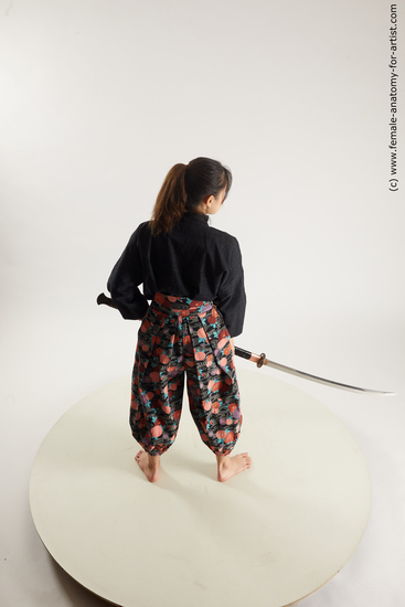 Casual Fighting with sword Woman Asian Standing poses - ALL Slim long black Standing poses - simple Multi angle poses Academic