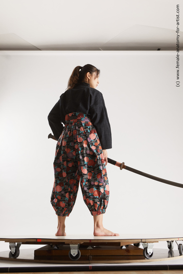 Casual Fighting with sword Woman Asian Standing poses - ALL Slim long black Standing poses - simple Multi angle poses Academic