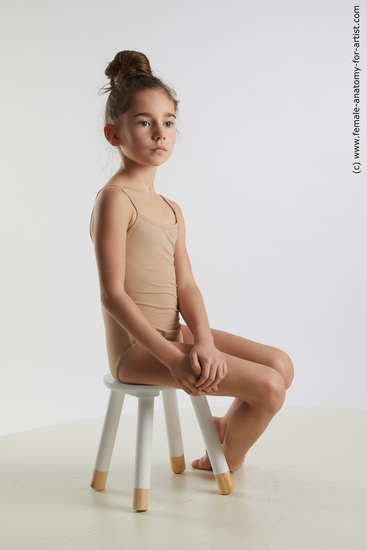 Underwear Woman White Sitting poses - ALL Slim long brown Sitting poses - simple Standard Photoshoot  Academic