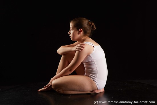 Underwear Woman White Sitting poses - ALL Average long brown Sitting poses - on knees Standard Photoshoot  Academic