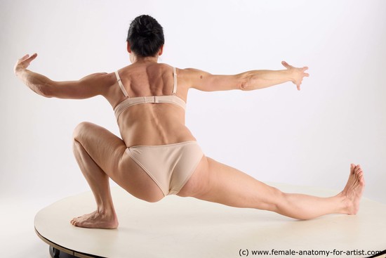 Underwear Woman White Kneeling poses - ALL Athletic Kneeling poses - on both knees long brown Standard Photoshoot Academic