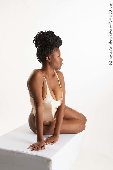 Underwear Woman Black Sitting poses - ALL Average dreadlocks black Sitting poses - simple Standard Photoshoot Academic