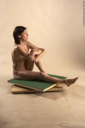 Nude Woman White Sitting poses - ALL Underweight short brown Sitting poses - simple Pinup