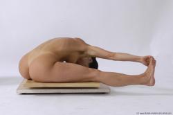 Nude Gymnastic poses Woman White Slim long brown Pinup
