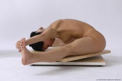 Nude Gymnastic poses Woman White Slim long brown Pinup