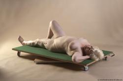 Nude Woman White Laying poses - ALL Average Laying poses - on back short blond Pinup