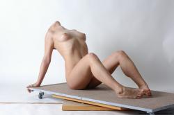 Nude Woman White Sitting poses - ALL Slim short black Sitting poses - simple Pinup