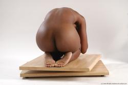 Nude Woman White Sitting poses - ALL Slim dreadlocks black Sitting poses - simple Pinup