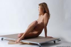 Nude Woman White Sitting poses - ALL Slim long colored Sitting poses - simple Pinup