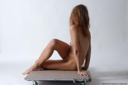 Nude Woman White Sitting poses - ALL Slim long colored Sitting poses - simple Pinup