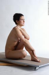 Nude Woman White Sitting poses - ALL Slim short black Sitting poses - simple Pinup