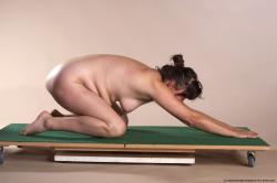 Nude Woman White Kneeling poses - ALL Average Kneeling poses - on both knees medium brown Pinup