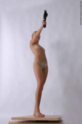 Nude Fighting with gun Woman White Standing poses - ALL Slim long blond Standing poses - simple Pinup