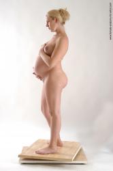 Nude Woman White Standing poses - ALL Pregnant long blond Standing poses - simple Pinup