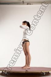 Underwear Woman White Standing poses - ALL Slim long brown Standing poses - simple Multi angle poses Academic
