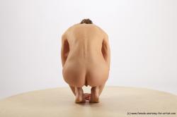 Nude Woman White Kneeling poses - ALL Slim Kneeling poses - on one knee long brown Pinup