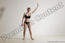 Underwear Gymnastic poses Woman White Athletic long blond Dancing Dynamic poses Academic