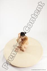 Nude Woman White Kneeling poses - ALL Slim Kneeling poses - on one knee long brown Multi angle poses Pinup