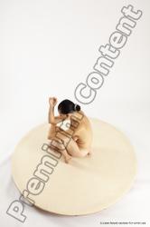 Nude Woman White Kneeling poses - ALL Slim Kneeling poses - on one knee long brown Multi angle poses Pinup