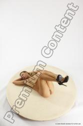 Nude Woman White Laying poses - ALL Slim Laying poses - on back long blond Multi angle poses Pinup