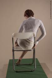 Casual Daily activities Woman White Sitting poses - ALL Slim short red Sitting poses - simple Academic