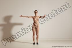 Nude Gymnastic poses Woman White Slim long brown Dancing Dynamic poses Pinup