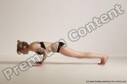 Underwear Gymnastic poses Woman White Moving poses Slim long blond Dynamic poses Academic