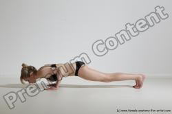 Underwear Gymnastic poses Woman White Moving poses Slim long blond Dynamic poses Academic