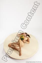 Nude Woman White Kneeling poses - ALL Slim Kneeling poses - on both knees long colored Multi angle poses Pinup