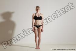 Underwear Gymnastic poses Woman White Moving poses Slim long blond Dynamic poses Academic