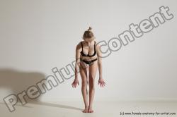 Underwear Gymnastic poses Woman White Moving poses Slim long blond Dynamic poses Academic