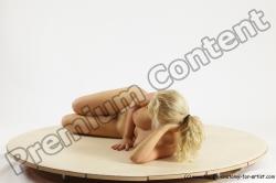 Nude Woman White Laying poses - ALL Slim Laying poses - on side long blond Multi angle poses Pinup