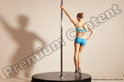 Underwear Gymnastic poses Woman White Moving poses Slim long blond Dynamic poses Academic