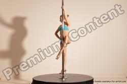 Underwear Gymnastic poses Woman White Moving poses Slim long blond Dynamic poses Academic