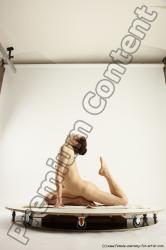 Nude Gymnastic poses Woman White Slim long brown Multi angle poses Pinup