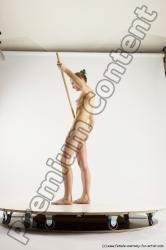 Nude Fighting with spear Woman White Standing poses - ALL Athletic long blond Standing poses - simple Multi angle poses Pinup