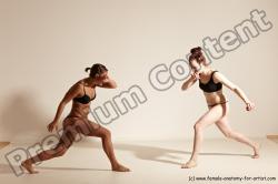 Underwear Martial art Woman - Woman White Moving poses Athletic medium brown Dynamic poses Academic