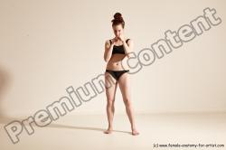 Underwear Martial art Woman White Moving poses Slim medium brown Dynamic poses Academic