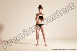 Underwear Martial art Woman White Moving poses Slim medium brown Dynamic poses Academic