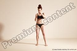 Underwear Martial art Woman White Moving poses Slim medium brown Dynamic poses Academic