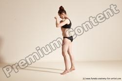 Underwear Martial art Woman White Moving poses Slim medium brown Dynamic poses Academic