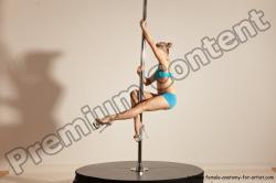 Underwear Gymnastic poses Woman White Moving poses Slim long blond Dynamic poses Academic