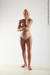 Underwear Woman White Standing poses - ALL Pregnant long blond Standing poses - simple Academic