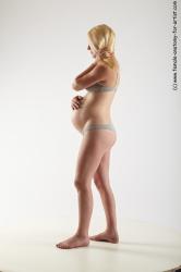 Underwear Woman White Standing poses - ALL Pregnant long blond Standing poses - simple Academic