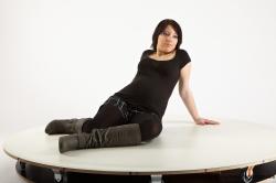 Casual Woman White Sitting poses - ALL Pregnant long brown Sitting poses - simple Academic