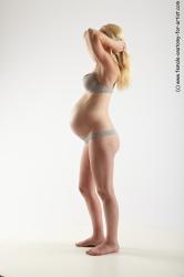 Underwear Woman White Standing poses - ALL Pregnant long blond Standing poses - simple Academic