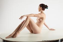 Nude Woman White Sitting poses - ALL Slim long brown Sitting poses - simple Pinup