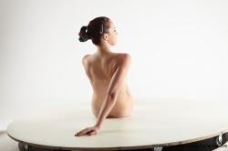 Nude Woman White Sitting poses - ALL Slim long brown Sitting poses - simple Pinup