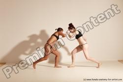 Underwear Martial art Woman - Woman White Moving poses Athletic medium brown Dynamic poses Academic